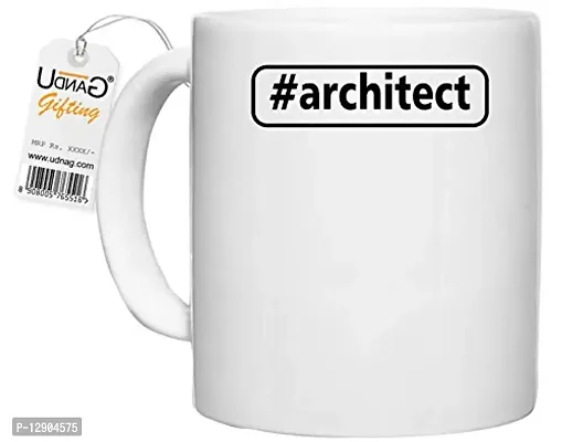 UDNAG White Ceramic Coffee / Tea Mug 'Architect | Architect' Perfect for Gifting [330ml]