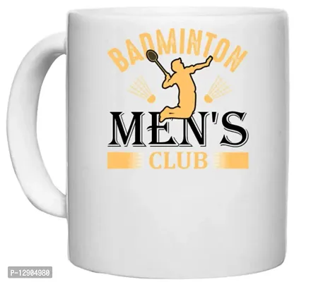 UDNAG White Ceramic Coffee / Tea Mug 'Baseball | Badminton Men's' Perfect for Gifting [330ml]