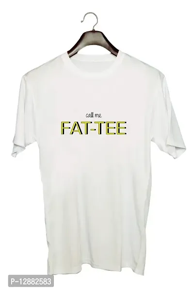 UDNAG Unisex Round Neck Graphic 'Call Me Fatee' Polyester T-Shirt (White, XX-Large)