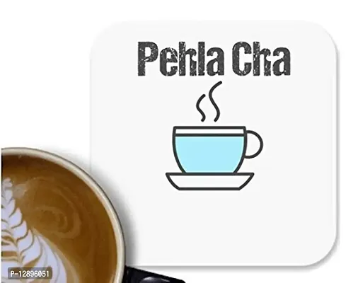 UDNAG MDF Tea Coffee Coaster 'Gujju | Pehla Cha' for Office Home [90 x 90mm]-thumb0