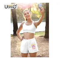 UDNAG Unisex Regular fit 'Auntie | Auntie Shark doo doo' Polyester Shorts [Size S/28In to XL/40In] White-thumb2