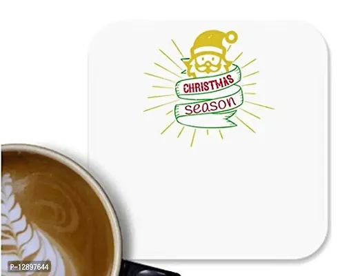 UDNAG MDF Tea Coffee Coaster 'Christmas | Christmas Season' for Office Home [90 x 90mm]
