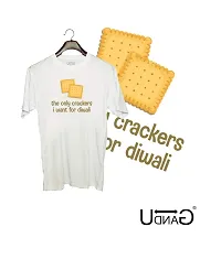 UDNAG Unisex Round Neck Graphic Only The Crackers i Want for Diwali Polyester T-Shirt White [Size 2YrsOld/22in to 7XL/56in]-thumb1