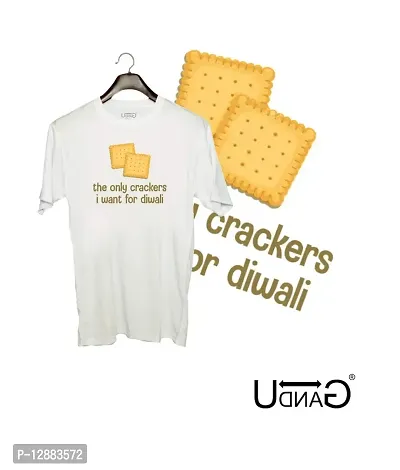 UDNAG Unisex Round Neck Graphic Only The Crackers i Want for Diwali Polyester T-Shirt White [Size 2YrsOld/22in to 7XL/56in]-thumb2