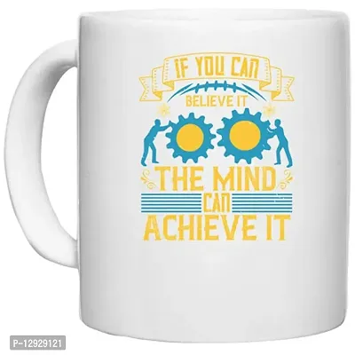 UDNAG White Ceramic Coffee / Tea Mug 'Team Coach | If You can Believe it, The Mind can Achieve it' Perfect for Gifting [330ml]