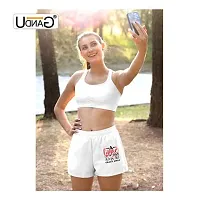 UDNAG Unisex Regular fit 'Lippie | a lippie a Day Keeps The crazyaway' Polyester Shorts [Size S/28In to XL/40In] White-thumb2