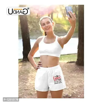 UDNAG Unisex Regular fit 'Lippie | a lippie a Day Keeps The crazyaway' Polyester Shorts [Size S/28In to XL/40In] White-thumb3