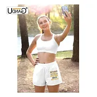 UDNAG Unisex Regular fit 'Pause and Reflect | Whenever You' Polyester Shorts [Size S/28In to XL/40In] White-thumb2