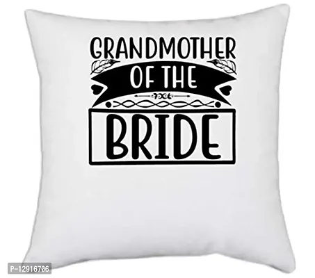 UDNAG White Polyester 'Grand Mother | Grandmother' Pillow Cover [16 Inch X 16 Inch]