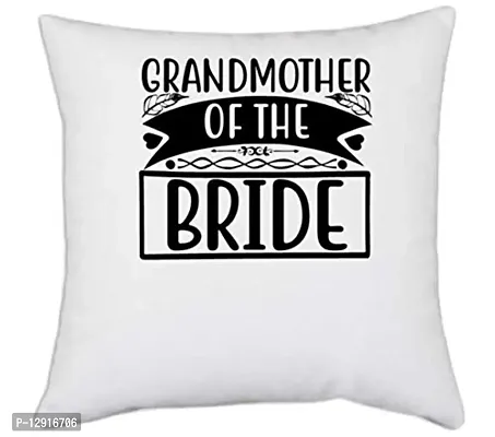 UDNAG White Polyester 'Grand Mother | Grandmother' Pillow Cover [16 Inch X 16 Inch]-thumb0