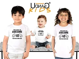 UDNAG ? Unisex Round Neck Graphic 'Awesome | This is What an Awesome 40 Years Old Looks Like' Polyester T-Shirt White [Size 2YrsOld/22in to 7XL/56in]-thumb4