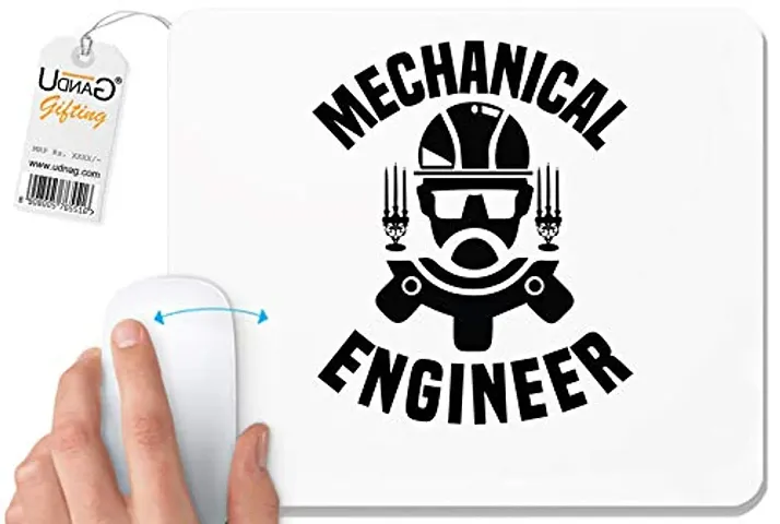 UDNAG White Mousepad 'Mechanical Engineer | Mechanical' for Computer / PC / Laptop [230 x 200 x 5mm]