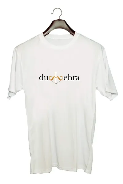 UDNAG Unisex Round Neck Graphic 'Navratri | Dushehra' T-Shirt (White, Large)