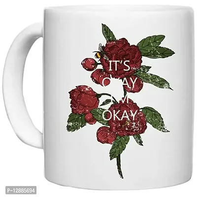 UDNAG White Ceramic Coffee / Tea Mug 'Flower | Rose Flower' Perfect for Gifting [350ml]