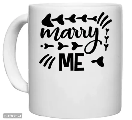 UDNAG White Ceramic Coffee / Tea Mug 'Marry me' Perfect for Gifting [330ml]