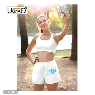 UDNAG Unisex Regular fit 'Hashtag | #Insta Famous' Polyester Shorts [Size S/28In to XL/40In] White-thumb3