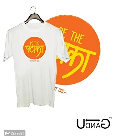 UDNAG Unisex Round Neck Graphic 'Be The Pataka' Polyester T-Shirt (White, Small)-thumb2