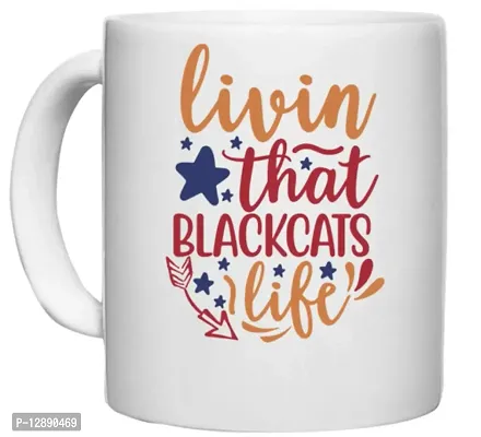 UDNAG White Ceramic Coffee / Tea Mug 'Black Cats | Livin That blackcats Life' Perfect for Gifting [330ml]-thumb0