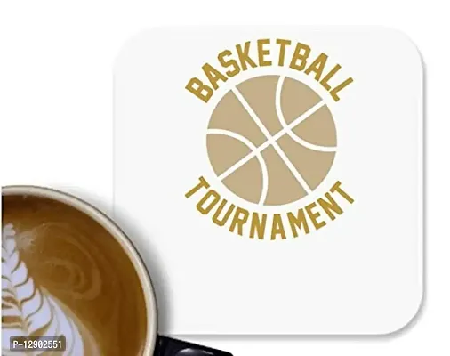 UDNAG MDF Tea Coffee Coaster 'Basketball | Basketball Tournament' for Office Home [90 x 90mm]-thumb0