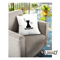 UDNAG White Polyester 'Chess | Chess Club' Pillow Cover [16 Inch X 16 Inch]-thumb2