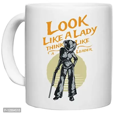 UDNAG White Ceramic Coffee / Tea Mug 'Leader Lady | Look Like a Lady and Think Like a Leader' Perfect for Gifting [350ml]