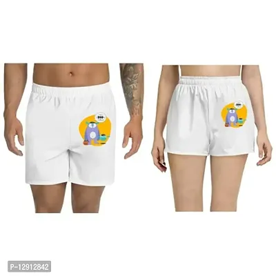 UDNAG Unisex Regular fit 'Festival | Fabulouse' Polyester Shorts [Size S/28In to XL/40In] White