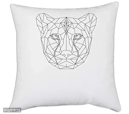 UDNAG White Polyester 'Geometry | Cheetah Head Geometry' Pillow Cover [16 Inch X 16 Inch]