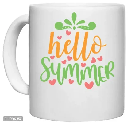 UDNAG White Ceramic Coffee / Tea Mug 'School | Hello Summer' Perfect for Gifting [330ml]