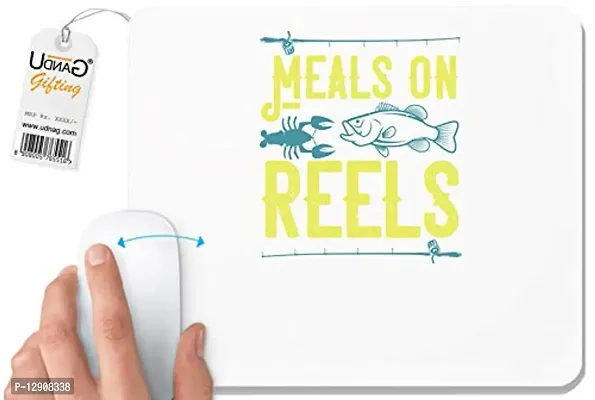 Buy UDNAG White Mousepad 'Fishing  Meals on reels' for Computer / PC /  Laptop [230 x 200 x 5mm] Online In India At Discounted Prices