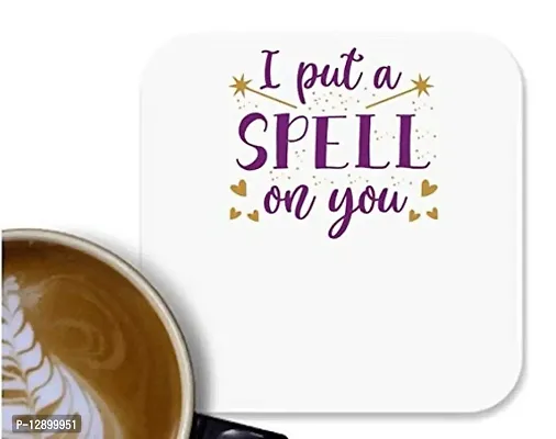 UDNAG MDF Tea Coffee Coaster 'Witch | I Put a Spell on You' for Office Home [90 x 90mm]-thumb0