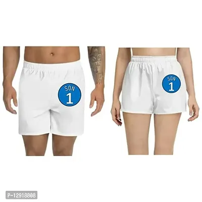 UDNAG Unisex Regular fit 'Son | 1 Son' Polyester Shorts [Size S/28In to XL/40In] White