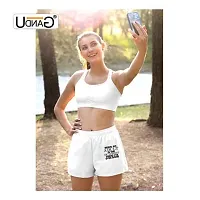 UDNAG Unisex Regular fit 'Adult | Being an Adult is The' Polyester Shorts [Size S/28In to XL/40In] White-thumb2