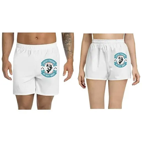 UDNAG Unisex Regular fit 'Fishing Shirt | Lucky Fishing Shirt do not Wast' Polyester Shorts [Size S/28In to XL/40In] White