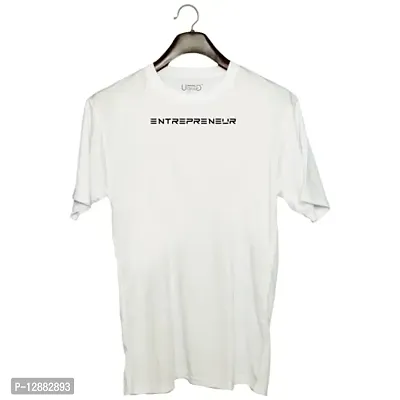 UDNAG Unisex Round Neck Graphic 'Enterpreneur' Polyester T-Shirt White [Size 2YrsOld/22in to 7XL/56in]-thumb0