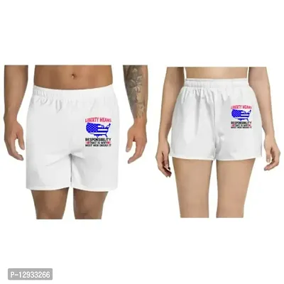 UDNAG Unisex Regular fit 'Independance Day | Liberty Means Responsibility. That is why Most Men Dread it' Polyester Shorts [Size S/28In to XL/40In]