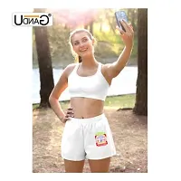 UDNAG Unisex Regular fit 'Volunteers | The Essence of Life is to Serve Others and to do Good' Polyester Shorts [Size S/28In to XL/40In] White-thumb2