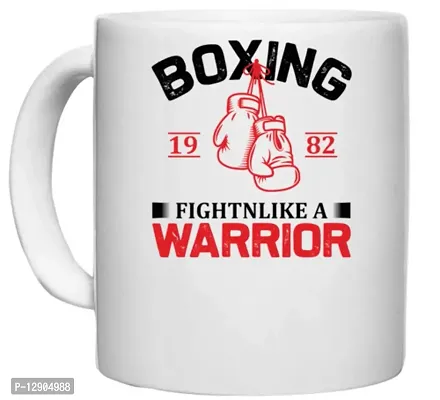 UDNAG White Ceramic Coffee / Tea Mug 'Boxing | Boxing' Perfect for Gifting [330ml]-thumb0