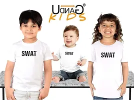 UDNAG Unisex Round Neck Graphic 'SWAT' Polyester T-Shirt White [Size 2YrsOld/22in to 7XL/56in]-thumb4