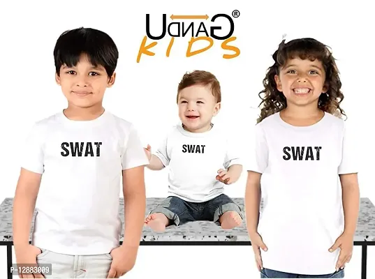 UDNAG Unisex Round Neck Graphic 'SWAT' Polyester T-Shirt White [Size 2YrsOld/22in to 7XL/56in]-thumb5