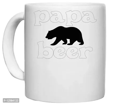 UDNAG White Ceramic Coffee / Tea Mug 'Father | papa Beer' Perfect for Gifting [330ml]-thumb0