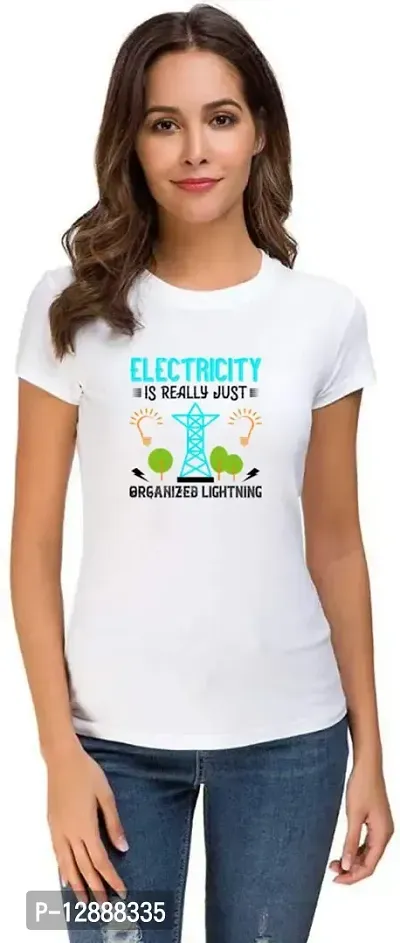 UDNAG Unisex Round Neck Graphic 'Electrical Engineer | Electricity is Really just Organized Lightning 2' Polyester T-Shirt White [Size 2YrsOld/22in to 7XL/56in]-thumb4