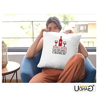 UDNAG White Polyester 'Wine | What Wine goes with Captain Crunch' Pillow Cover [16 Inch X 16 Inch]-thumb1