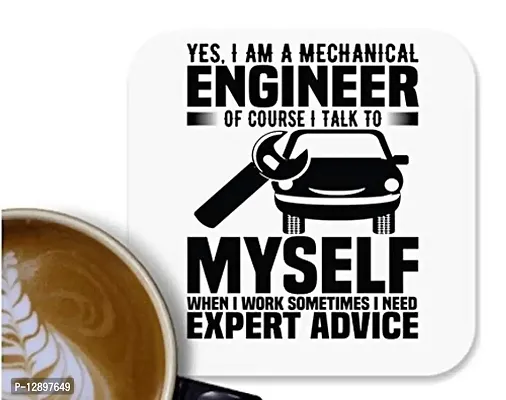 UDNAG MDF Tea Coffee Coaster 'Mechanical Engineer | Yes, I Am A Mechanical' for Office Home [90 x 90mm]