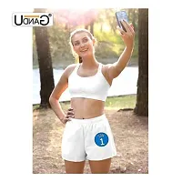 UDNAG Unisex Regular fit 'Son | 1 Son' Polyester Shorts [Size S/28In to XL/40In] White-thumb2