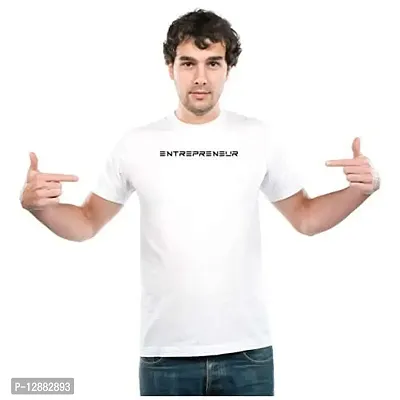 UDNAG Unisex Round Neck Graphic 'Enterpreneur' Polyester T-Shirt White [Size 2YrsOld/22in to 7XL/56in]-thumb3