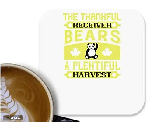 UDNAG MDF Tea Coffee Coaster 'Bear | The Thankful Receiver Bears a plentiful Harvest' for Office Home [90 x 90mm]-thumb0