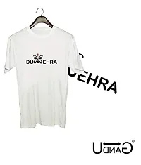 UDNAG Unisex Round Neck Graphic 'Navratri | Dushehra' Polyester T-Shirt (White, Large)-thumb1