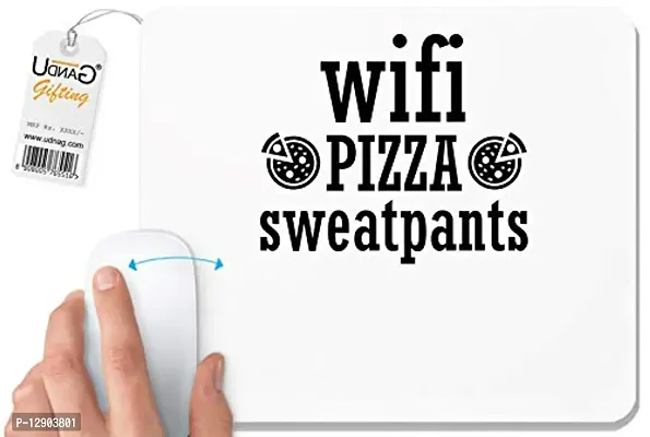 UDNAG White Mousepad 'Pizza, WiFi | WiFi Pizza' for Computer / PC / Laptop [230 x 200 x 5mm]-thumb0