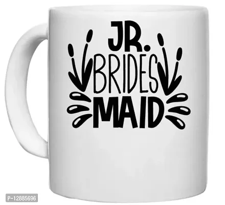 UDNAG White Ceramic Coffee / Tea Mug 'Junior | JR Brides' Perfect for Gifting [330ml]-thumb0