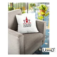 UDNAG White Polyester 'Wine | What Wine goes with Captain Crunch' Pillow Cover [16 Inch X 16 Inch]-thumb2